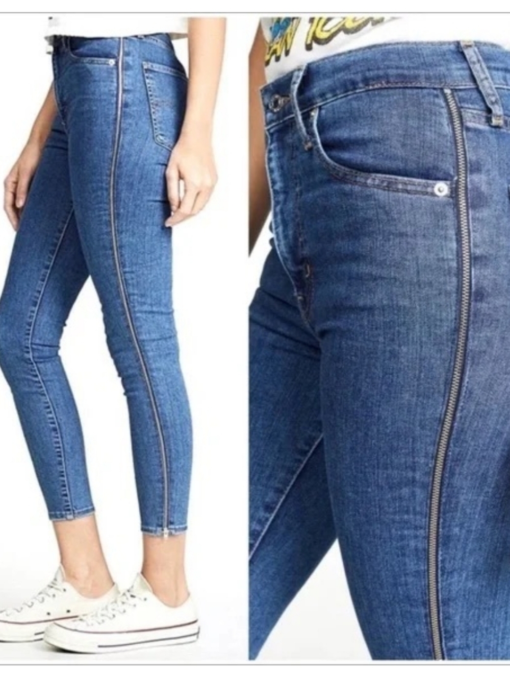 Levi's Women's Skinny Jeans in Medium Blue with Side Zipper Size 33